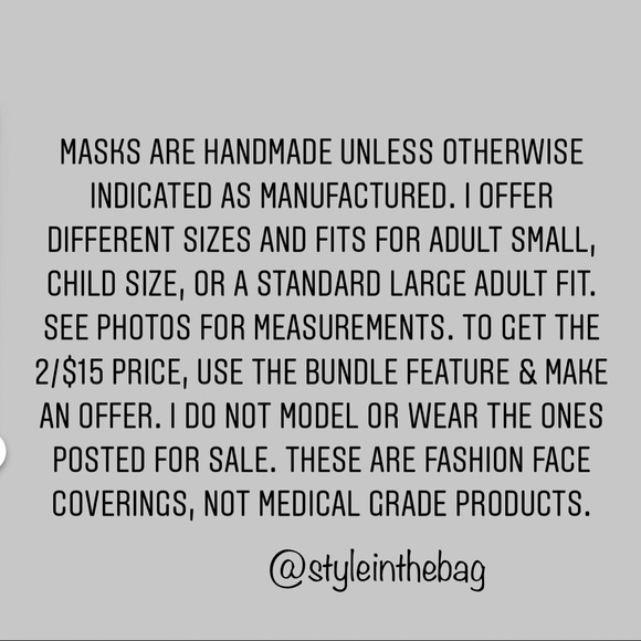 2/$15 SALE Face Mask Adult OSFM Floral Cotton - Picture 9 of 9